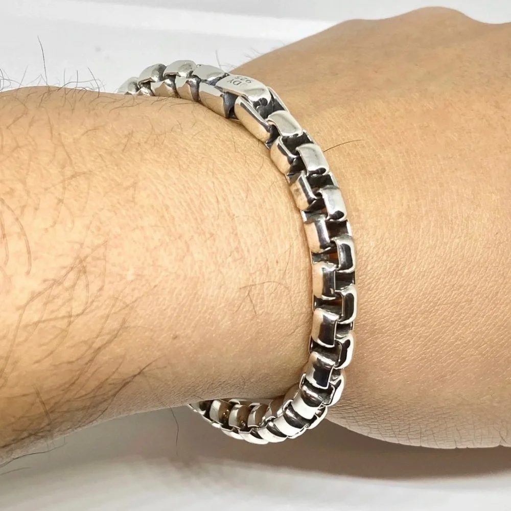David Yurman 7mm men’s box link bracelet silver